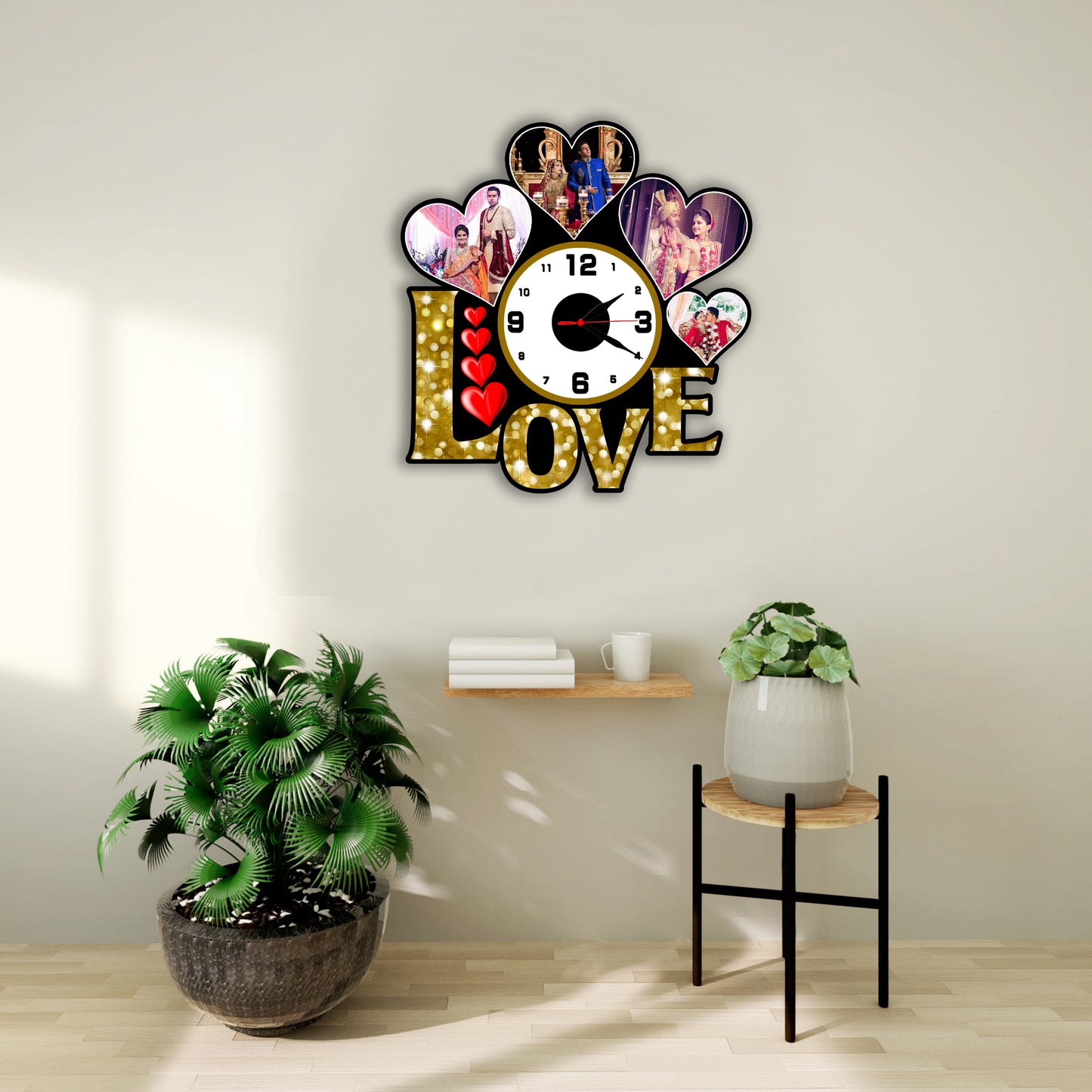 Customized Clock Design For Couple Love Photo Frames