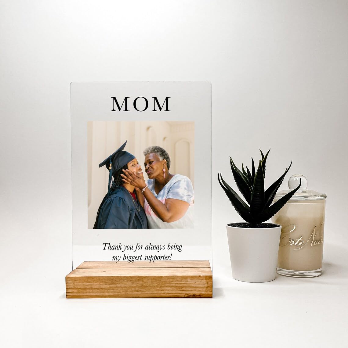 Acrylic Personalised Photo with Pinewood Stand | Gift for Couple