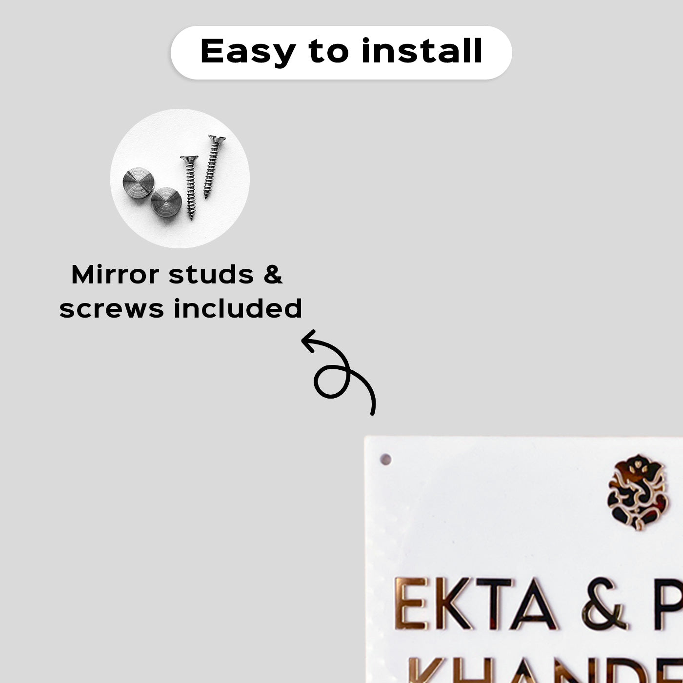 Classic Personalised Acrylic Name Plate For Advocate - Screw and Stud Installation Close-up