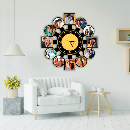 Customized Collage Photo Frames with Clock for Couple Family