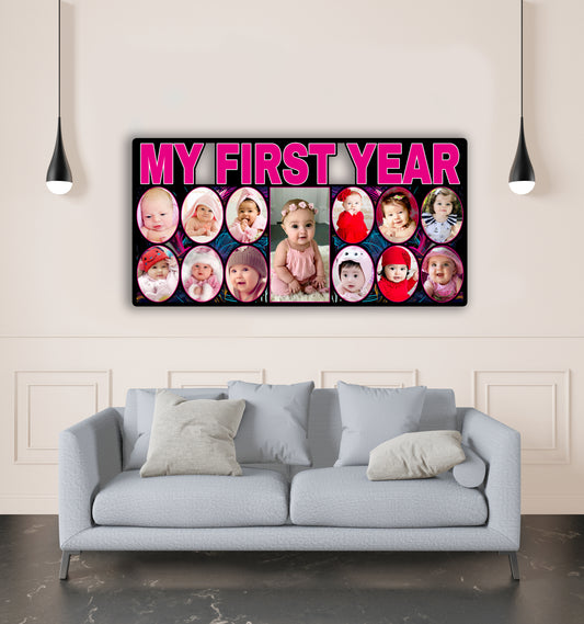 Customized My First Year Baby Collage Photo Frame with Letter
