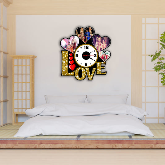 Customized Clock Design For Couple Love Photo Frames