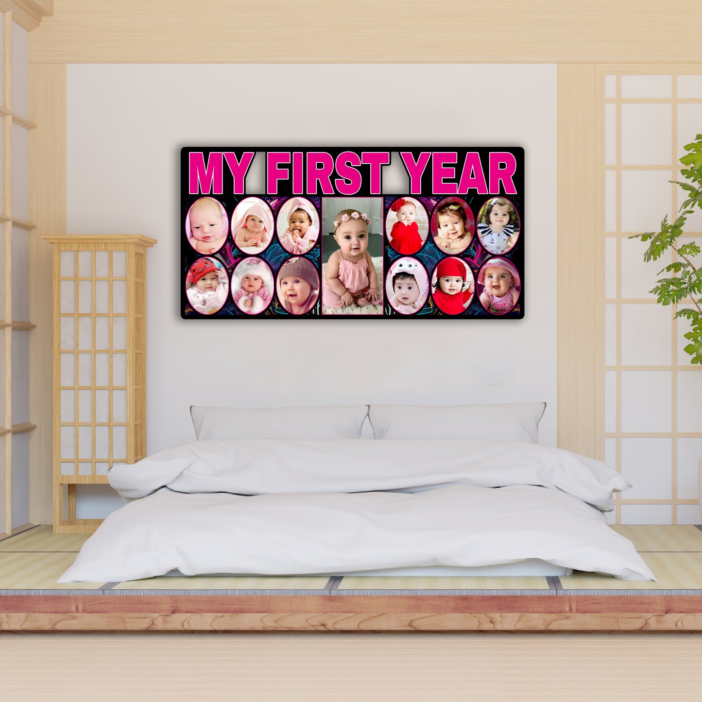 Customized My First Year Baby Collage Photo Frame with Letter