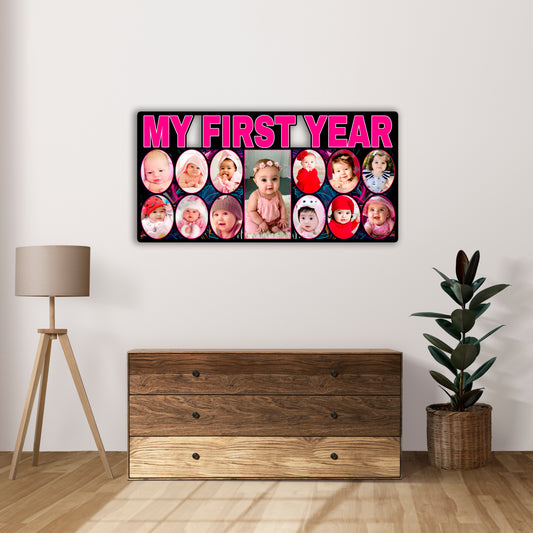 Customized My First Year Baby Collage Photo Frame with Letter