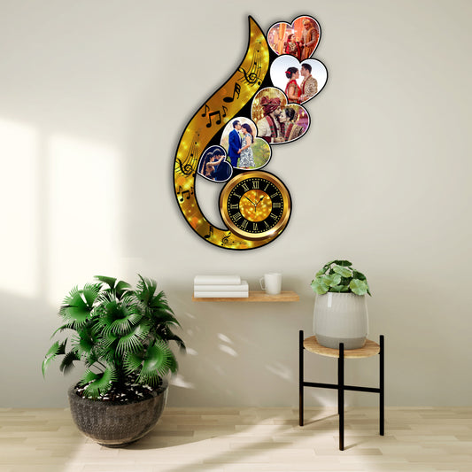 Customised Musical Printed Clock Photo Frame For Couple
