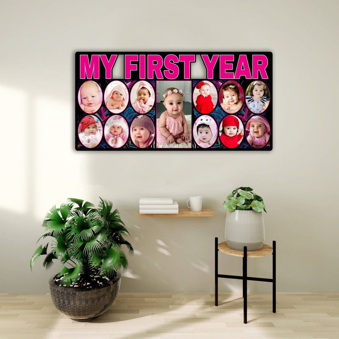 Customized My First Year Baby Collage Photo Frame with Letter