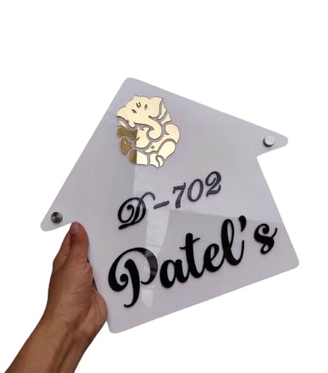 Customized Arcylic Hut Shape Name Plate For  Bungalow, Flat