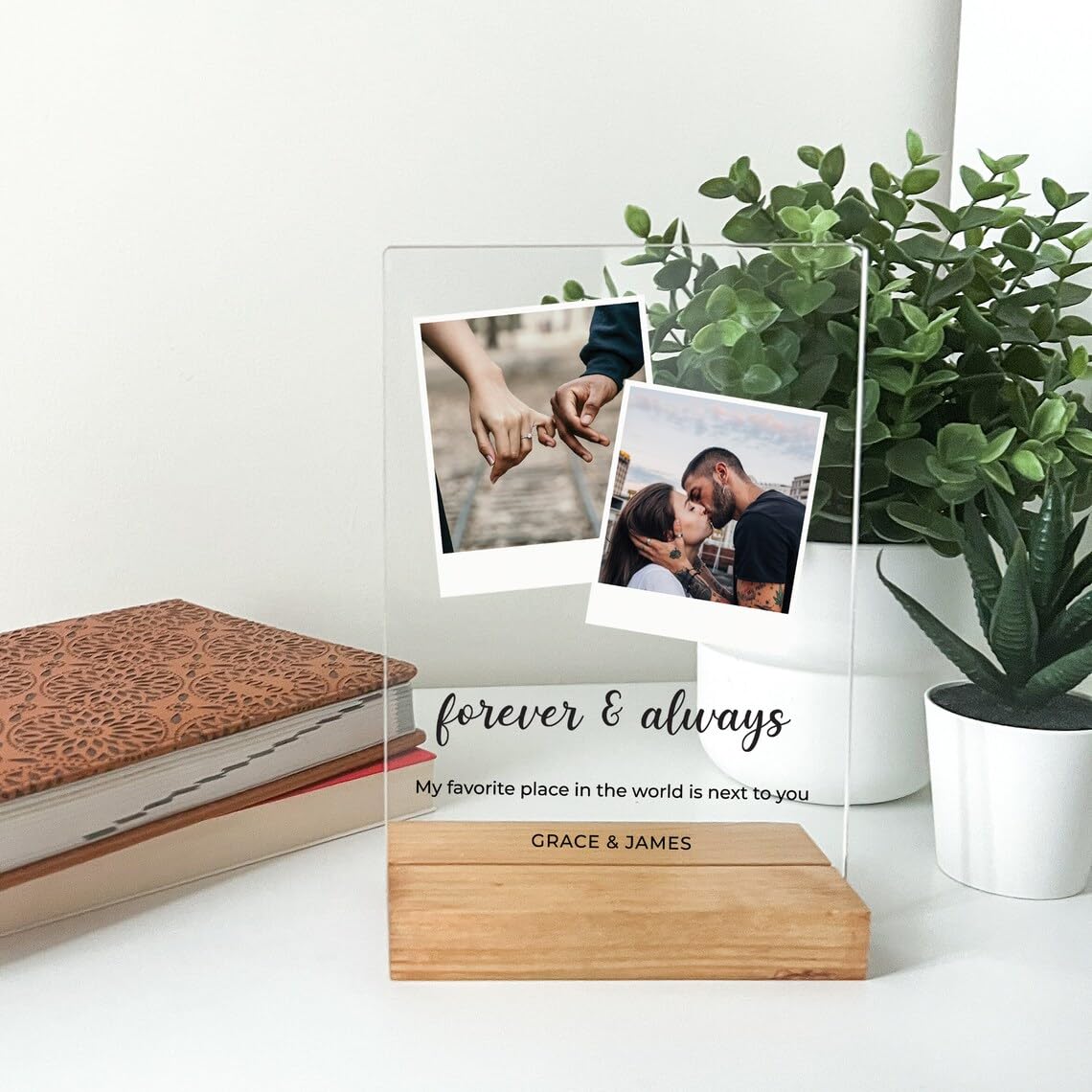 Acrylic Customised Photo Pinewood Stand| Gift for Birthday