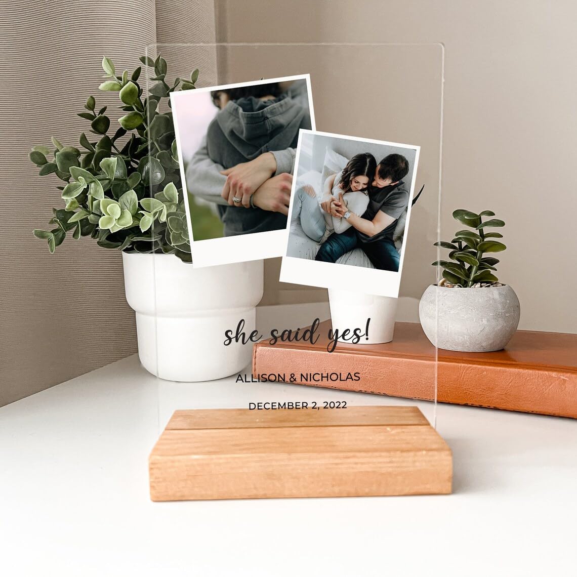 Acrylic Customised Photo Pinewood Stand| Gift for Birthday