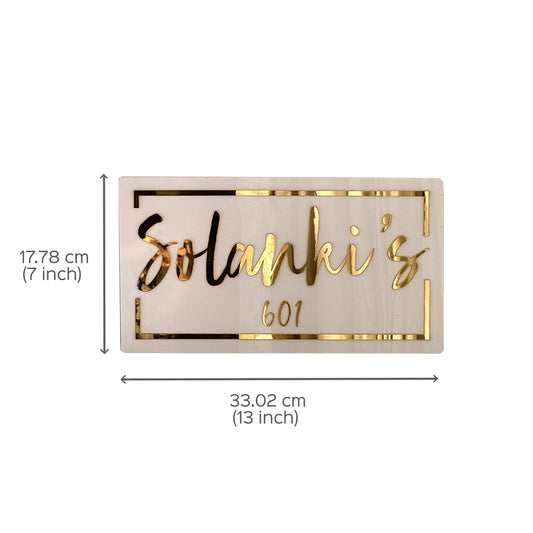 Classic Personalised Acrylic Name Plate For Advocate - Front View with Dimensions