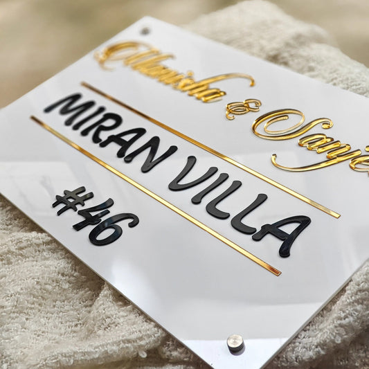 Arcylic Personalized Name Plate For House, Villa, Bungalow