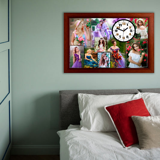 Personalized Photo Collage Frame For Couple With Clock