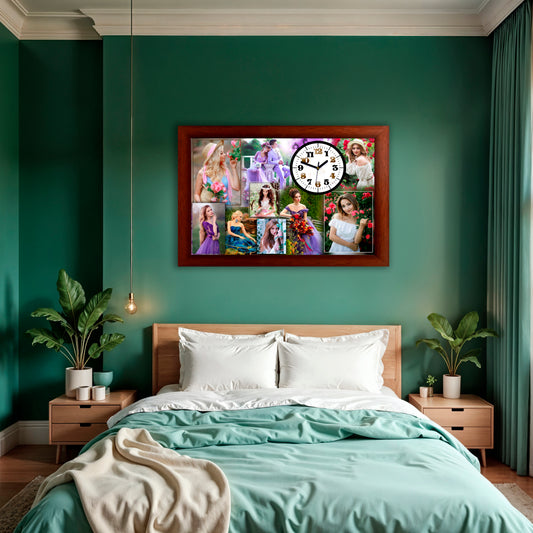 Personalized Photo Collage Frame For Couple With Clock