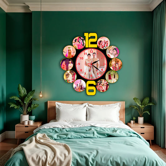 Personalized Photo Frame with Clock for Couples