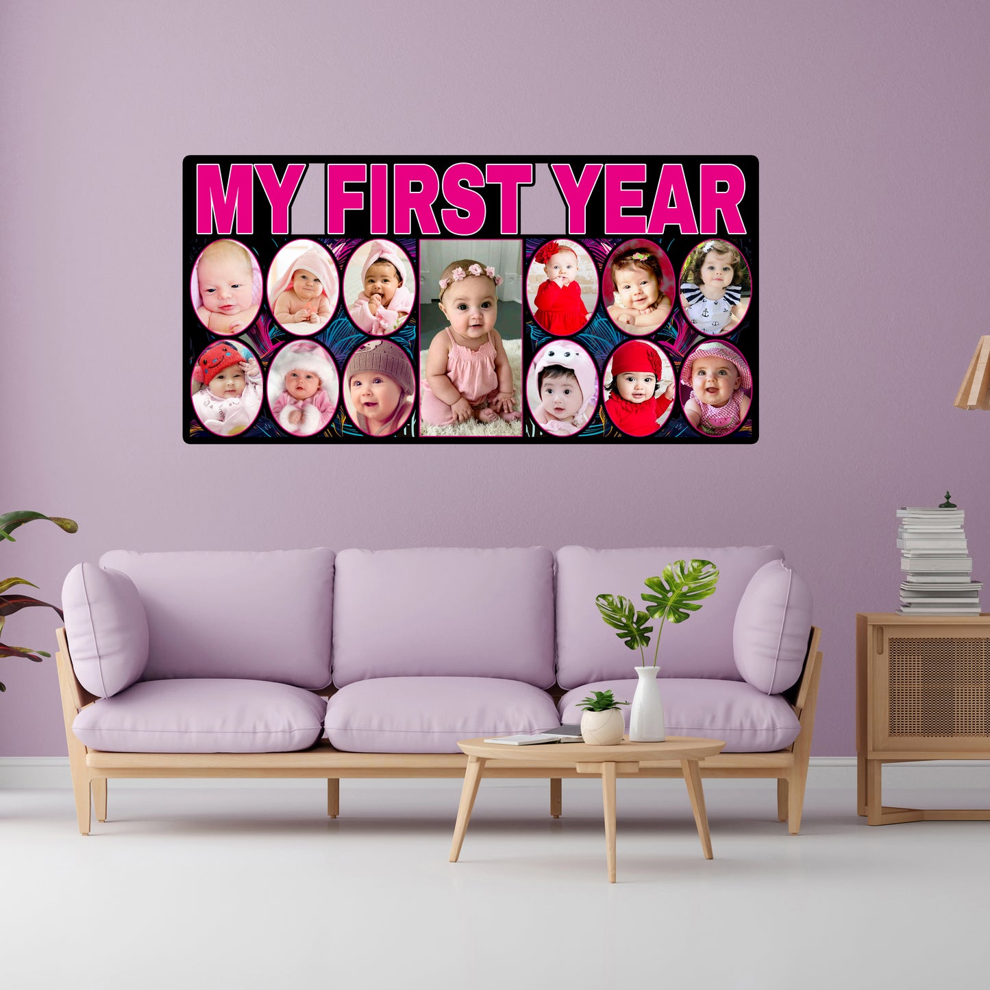 Customized My First Year Baby Collage Photo Frame with Letter